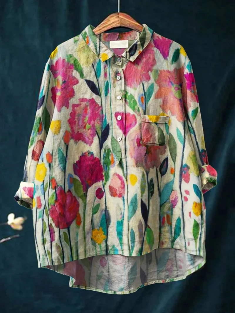 Lindsey | Chemise décontractée en imprimé floral vintage pour femmes