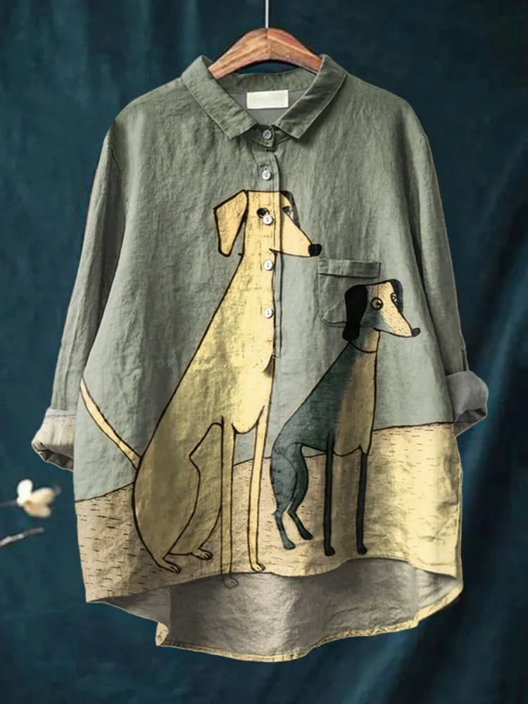 Hélène | Chemise décontractée élégante à imprimé chien pour femmes