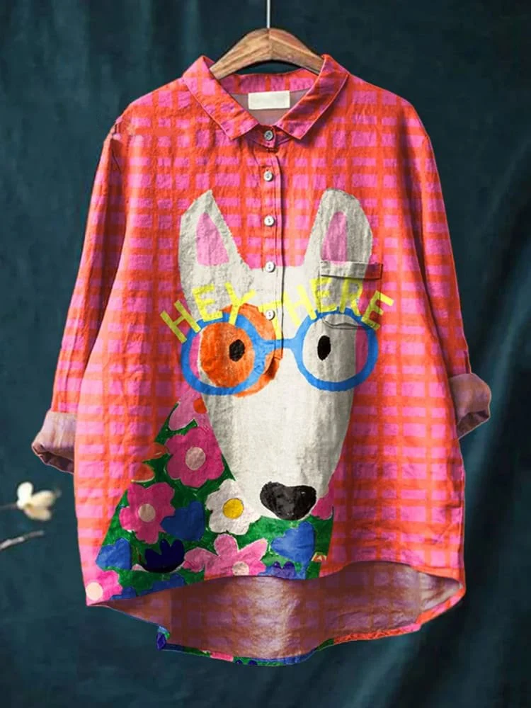 Manon | Chemise décontractée imprimée de chien artistique pour femmes