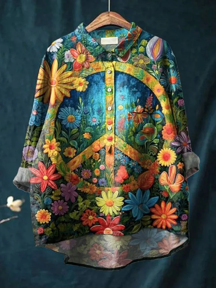 Sylvie | Chemise décontractée à imprimé floral de prairie pour femmes