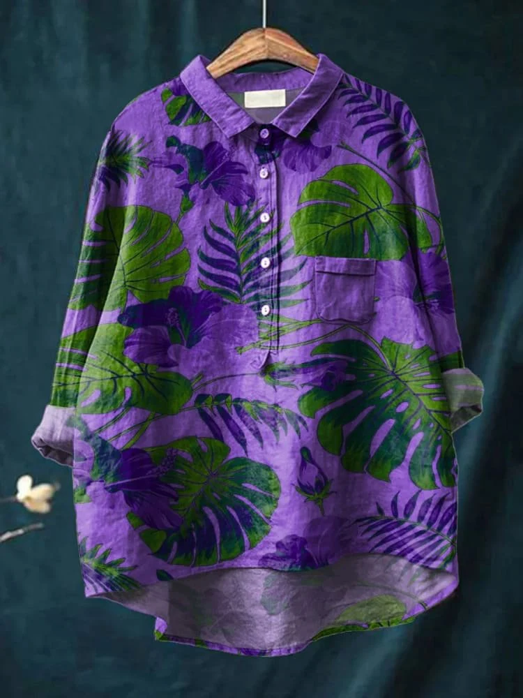 Isaline | Chemise décontractée à imprimé tropical pour femmes
