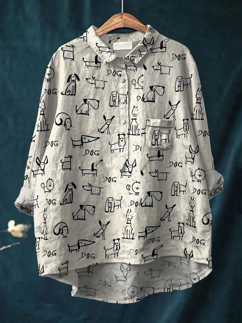 Foi | Chemise décontractée pour femmes avec imprimé de chien mignon