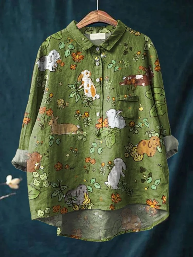 Saule | Chemise décontractée à imprimé animal en forêt pour femmes