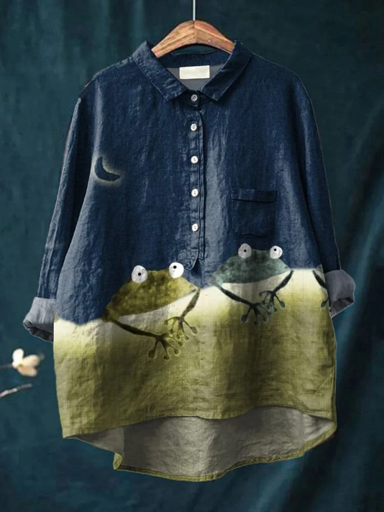 Briar | Chemise décontractée imprimée grenouille pour femmes