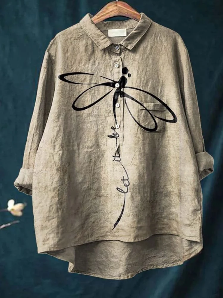 Anaïs | Chemise décontractée avec impression de libellule élégante pour femmes