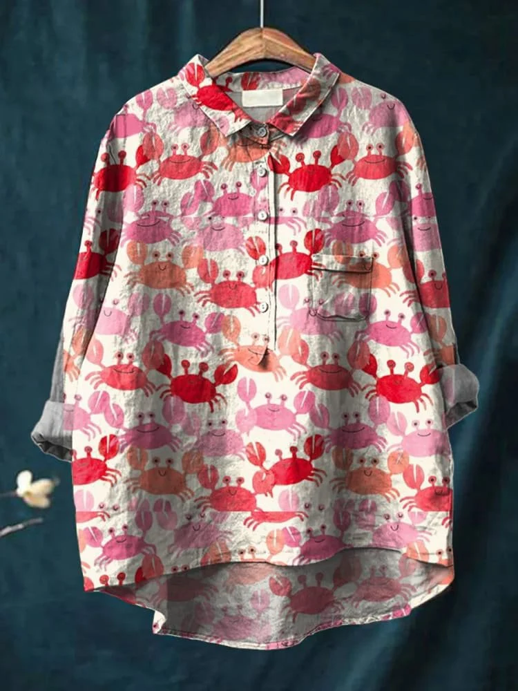 Lucie | Chemise décontractée à motif crabe d'été pour femmes