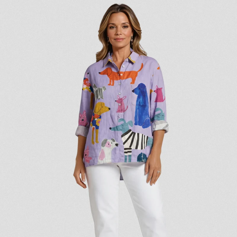 Coralie | T-shirt décontracté pour femmes avec impression d'art canin