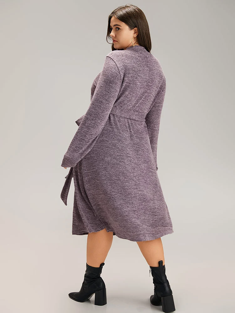 Plain Heather Pocket Belted Dress