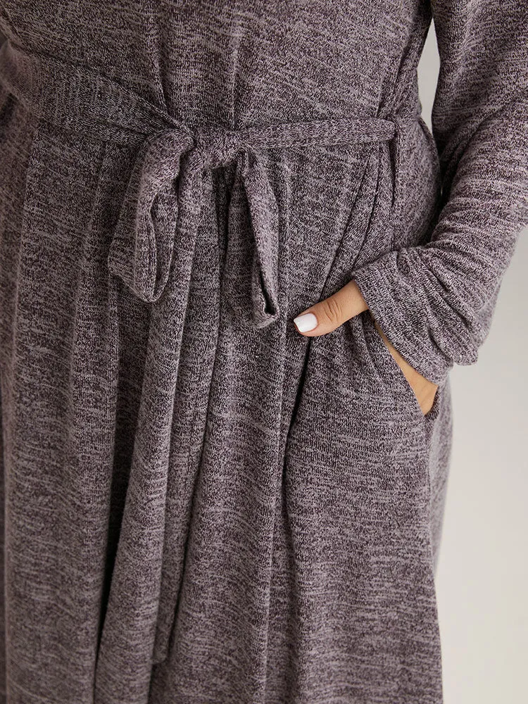 Plain Heather Pocket Belted Dress