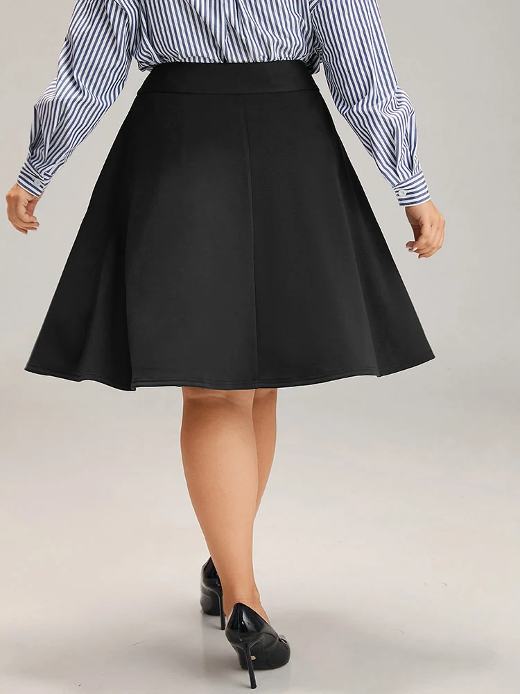Solid Pocket Elastic Waist Skirt