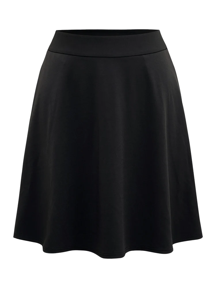 Solid Pocket Elastic Waist Skirt