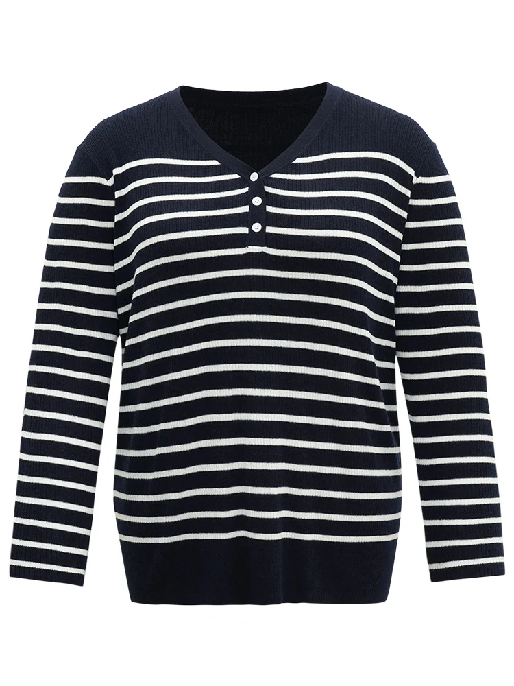 Supersoft Essentials Striped Button Through Pullover