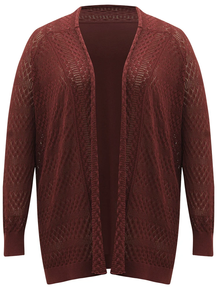 Solid Geometric Hollow Out Cardigan