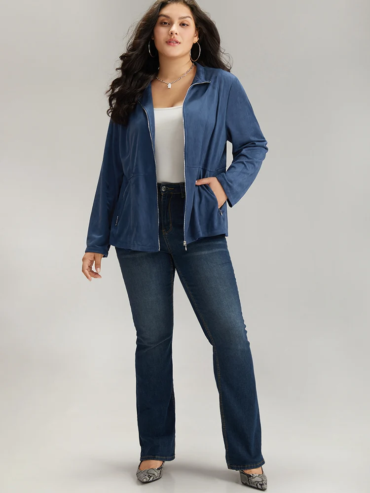 Solid Pocket Zipper Jacket