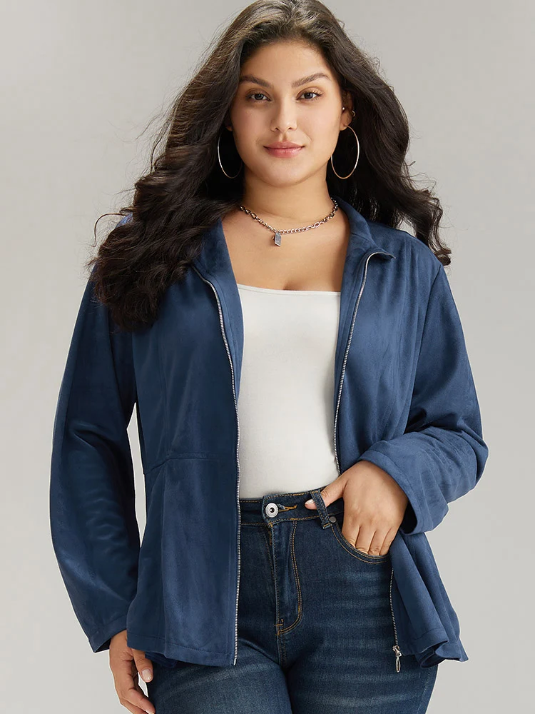 Solid Pocket Zipper Jacket