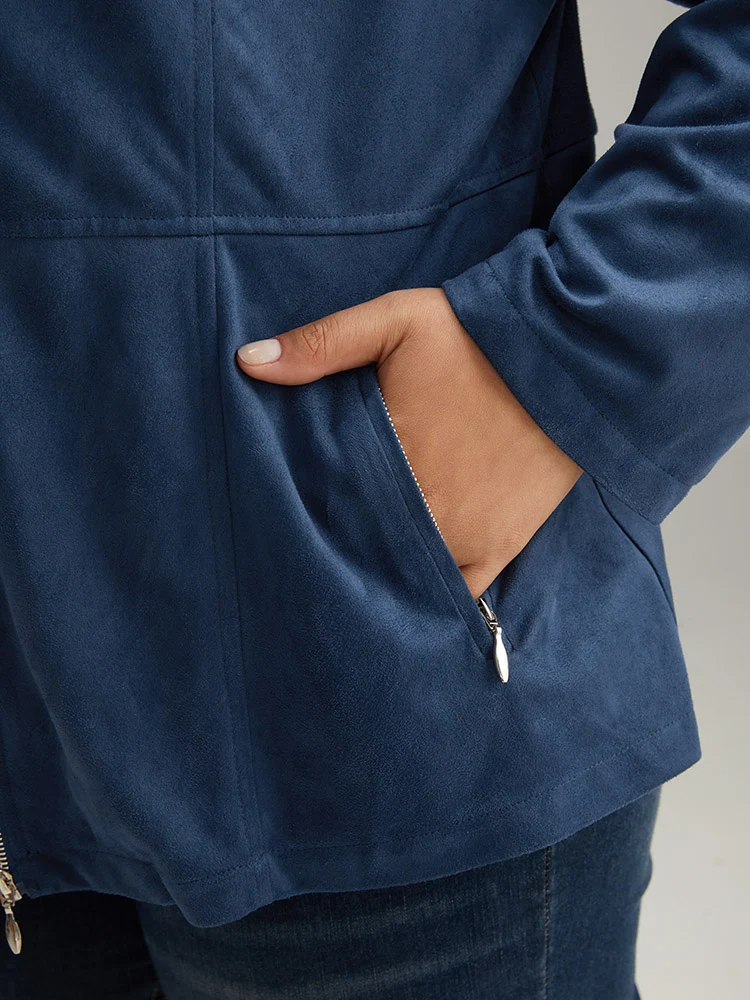 Solid Pocket Zipper Jacket