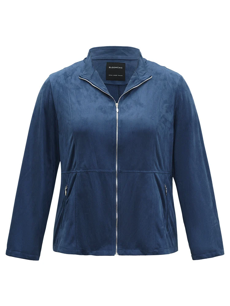 Solid Pocket Zipper Jacket