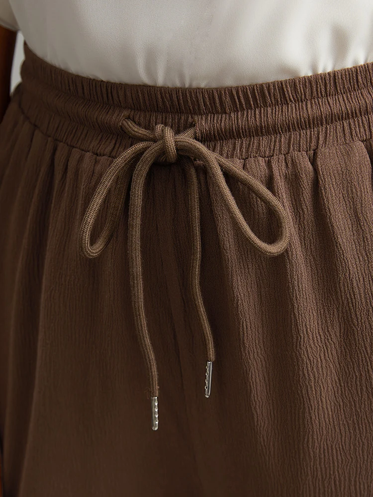 Plain Drawstring Elastic Waist Straight Leg Pants