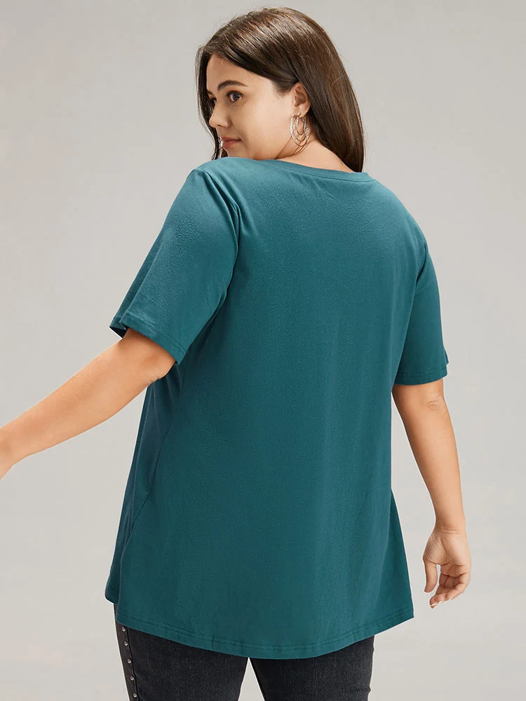 Cotton Plain V Neck Basic T-shirt