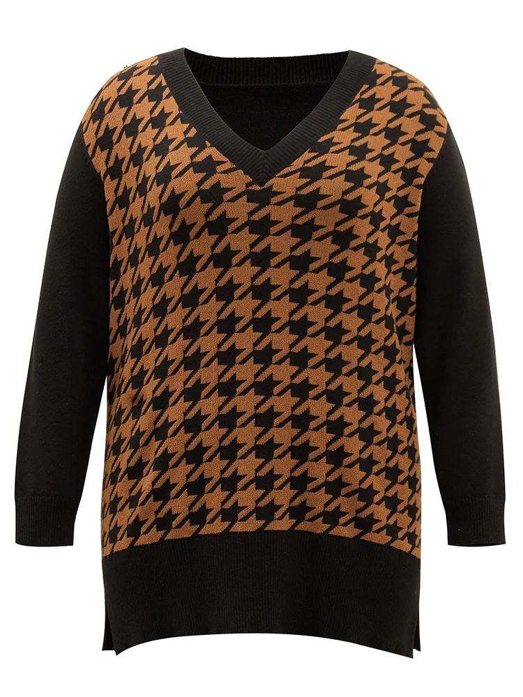 Supersoft Essentials Houndstooth Patchwork Pullover