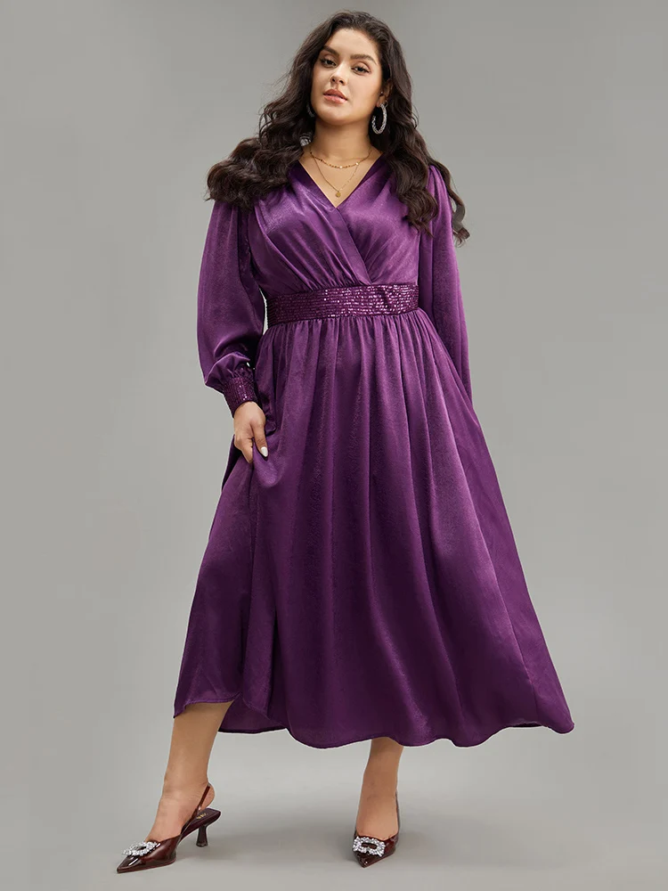 Plain Sequin Patchwork Texture Dress