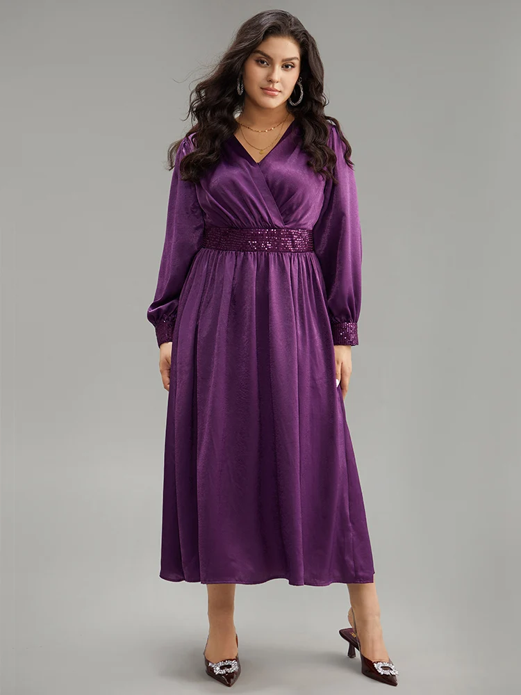 Plain Sequin Patchwork Texture Dress