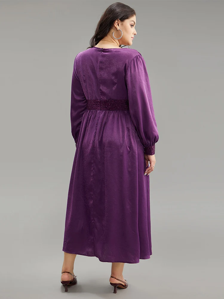 Plain Sequin Patchwork Texture Dress