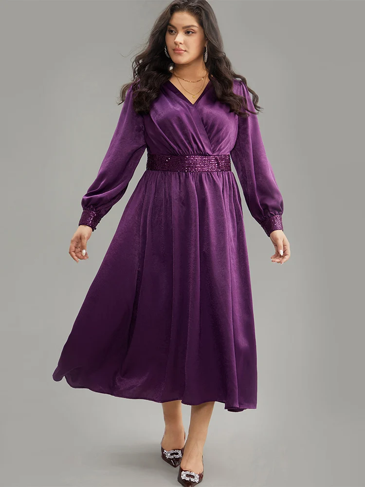 Plain Sequin Patchwork Texture Dress