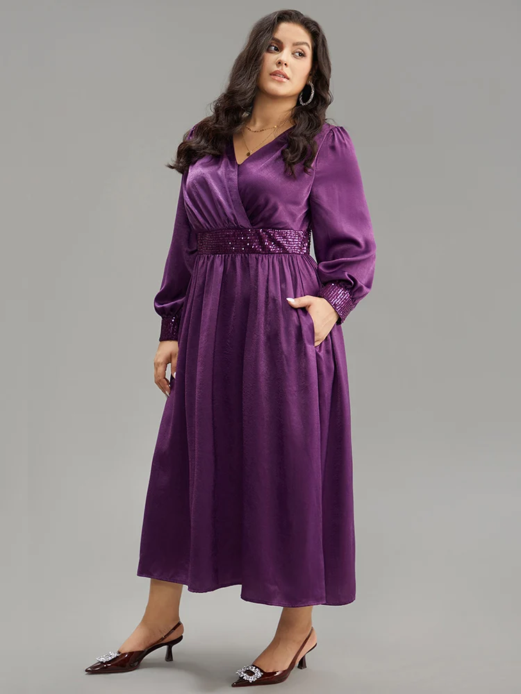 Plain Sequin Patchwork Texture Dress
