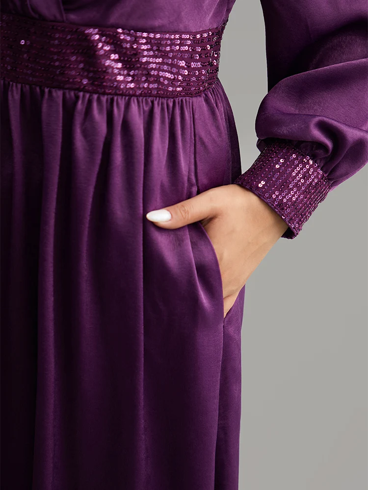 Plain Sequin Patchwork Texture Dress
