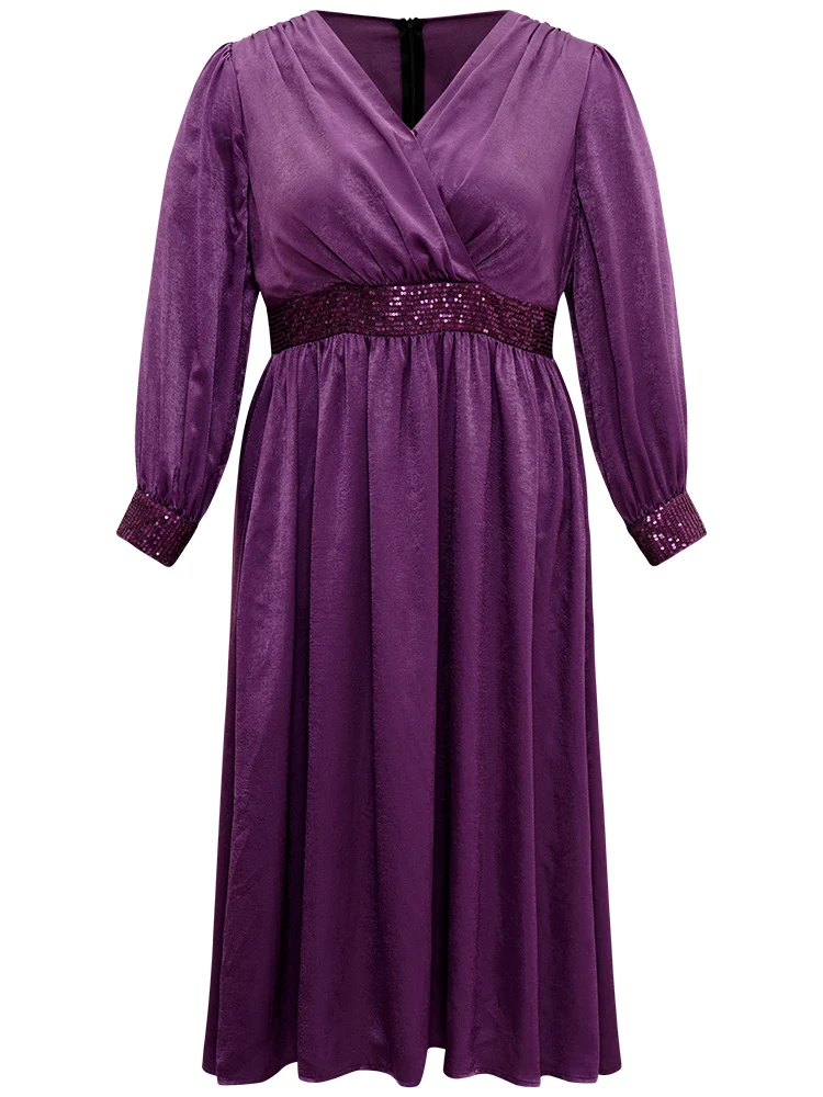 Plain Sequin Patchwork Texture Dress