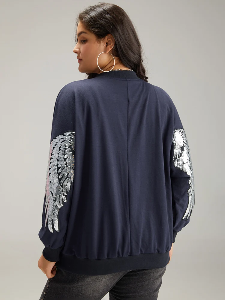 Solid O Ring Zipper Pocket Feather Jacket