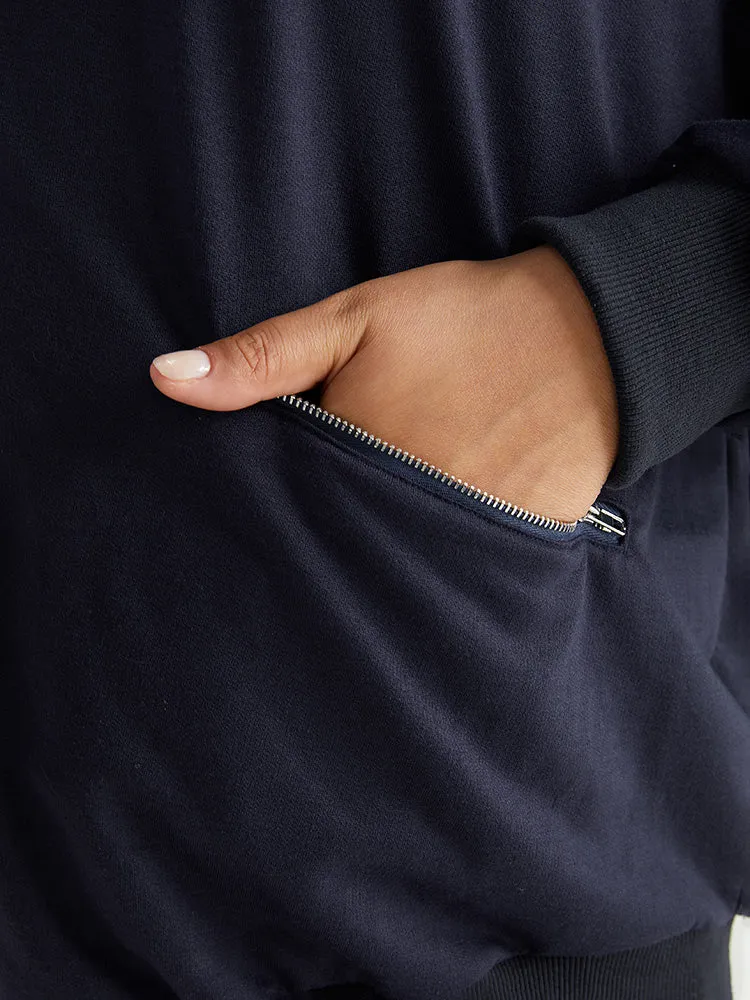 Solid O Ring Zipper Pocket Feather Jacket