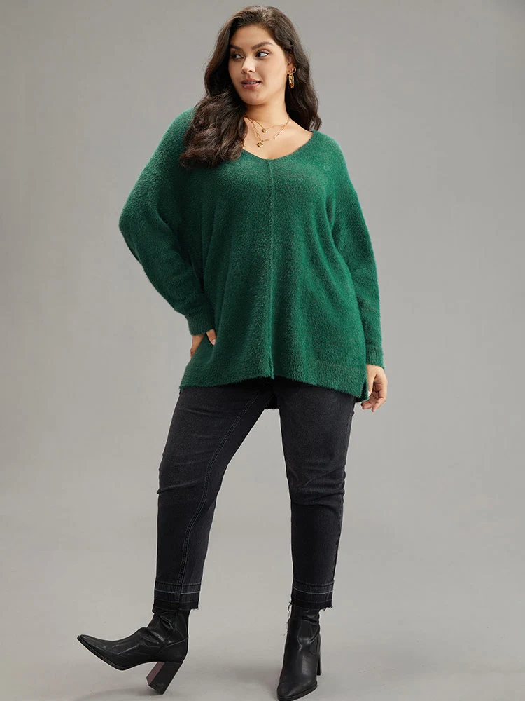 Solid Split Side Patchwork Pullover