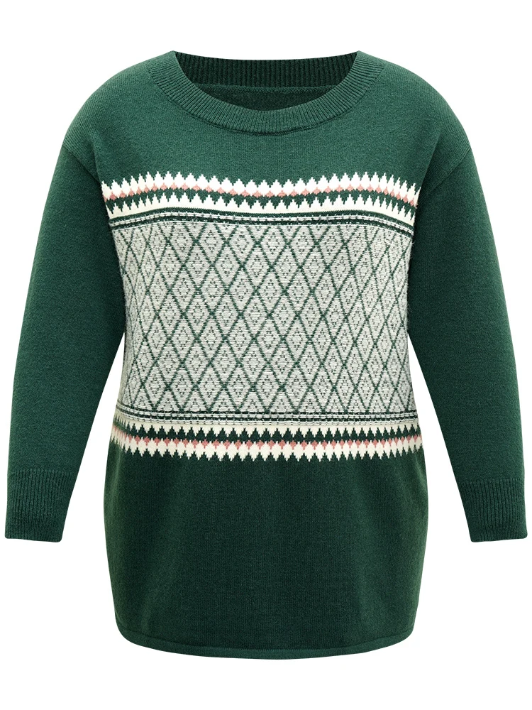 Supersoft Essentials Round Neck Geometric Pullover