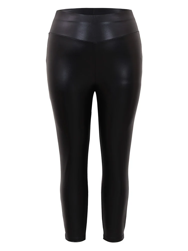 PU Wideband Waist Skinny Leggings