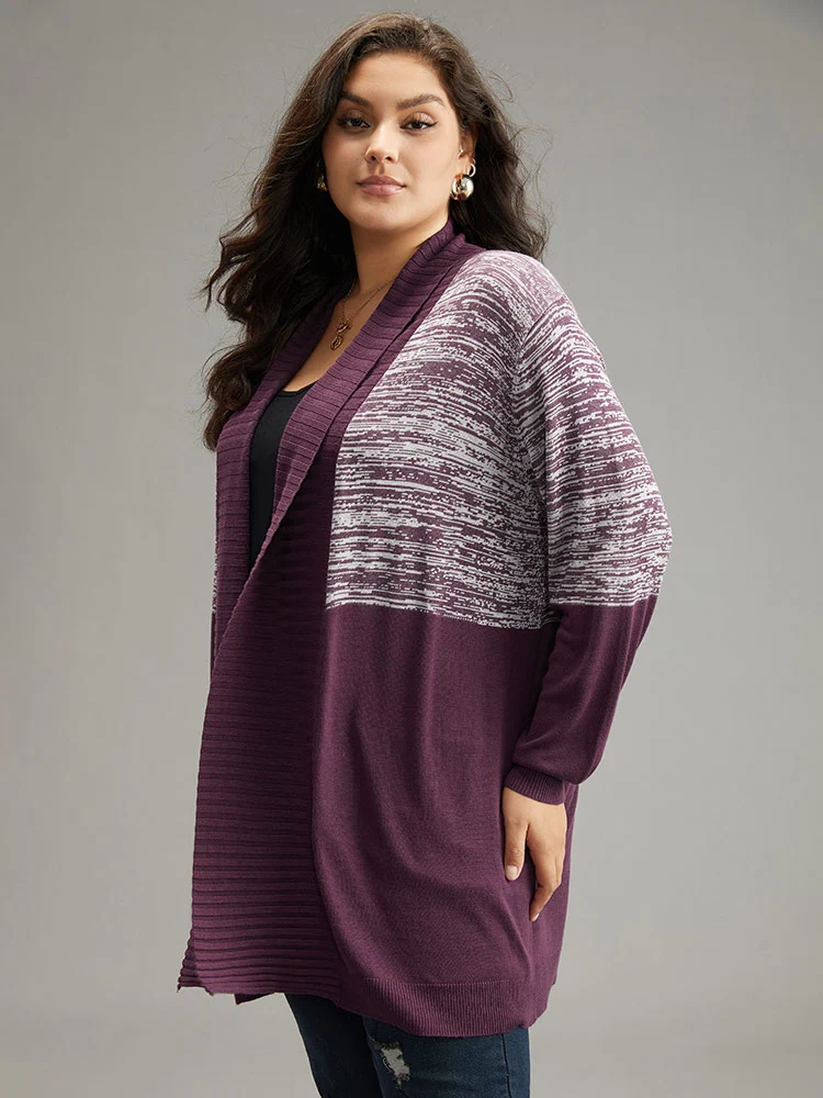 Supersoft Essentials Patchwork Lapel Collar Cardigan