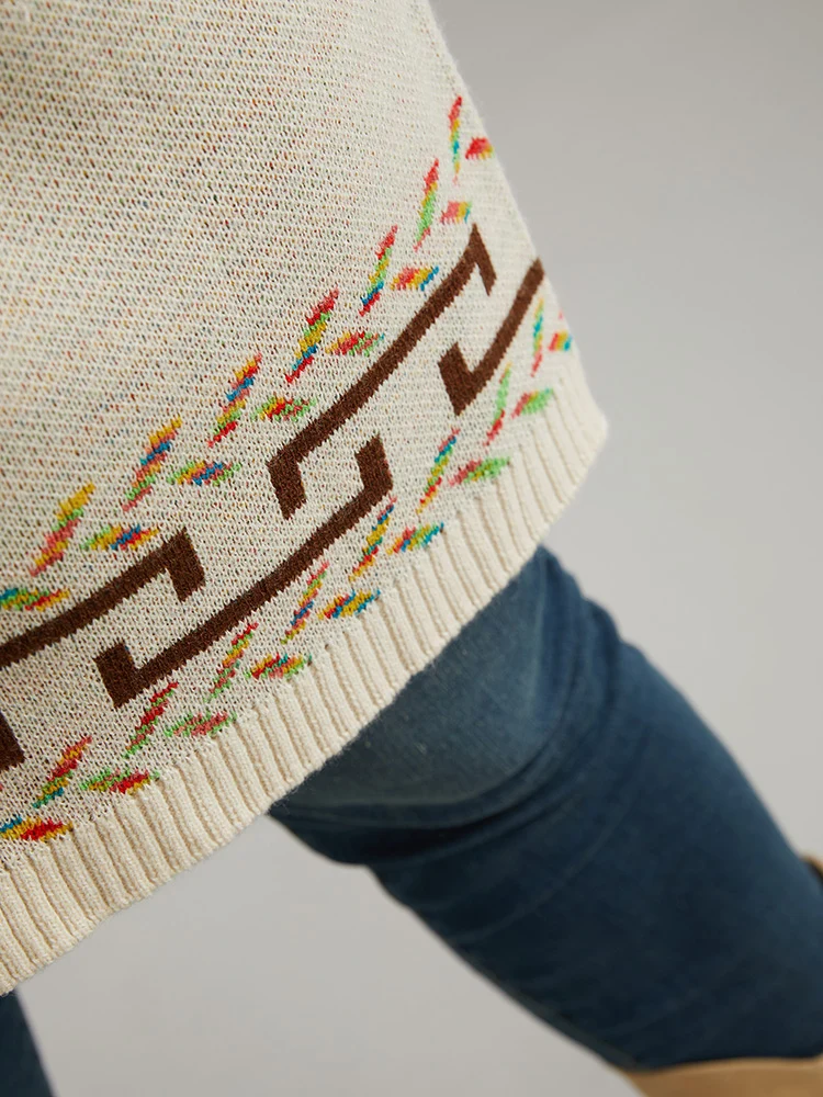 Boho Geometric Print Open Front Cardigan
