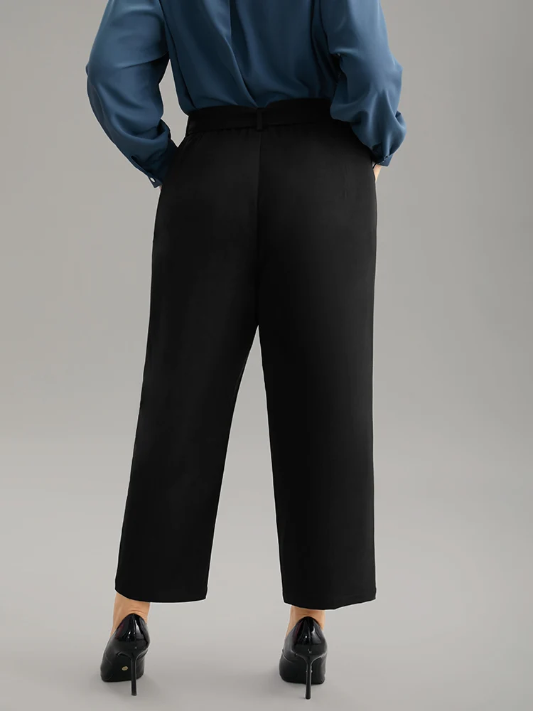 Static-Free Buckle Detail Eyelet Pants