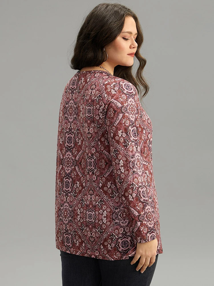 Bandana Print Round Neck T-shirt
