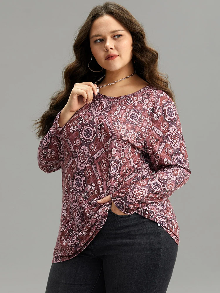 Bandana Print Round Neck T-shirt
