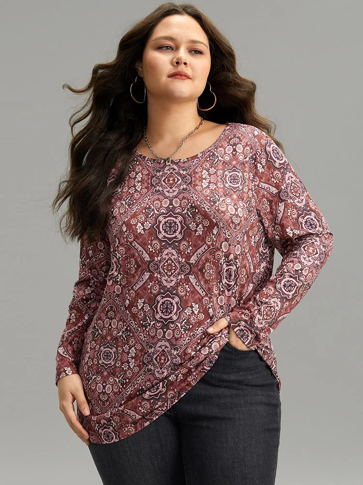Bandana Print Round Neck T-shirt