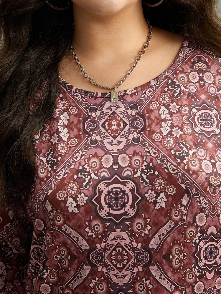 Bandana Print Round Neck T-shirt