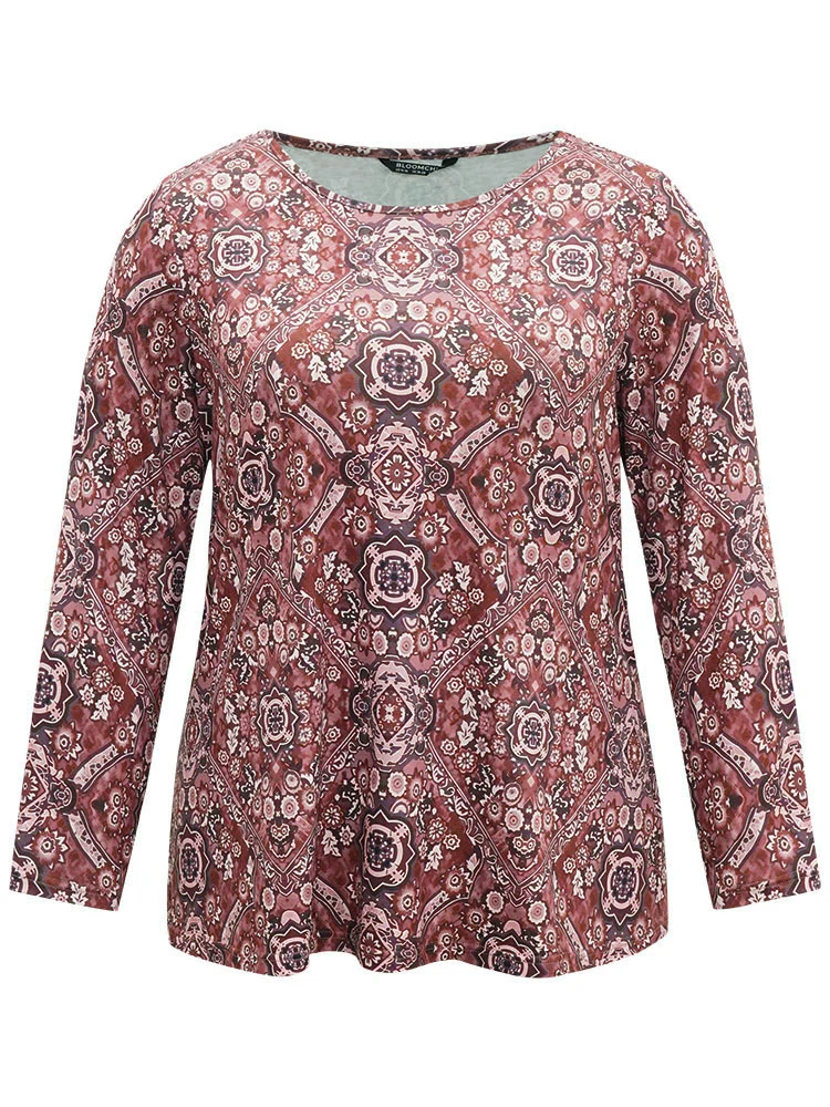 Bandana Print Round Neck T-shirt