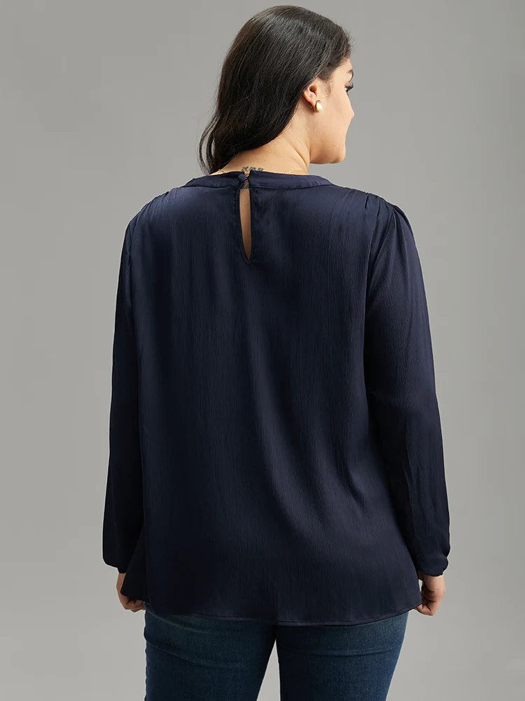 Static-Free Plain Gathered Blouse