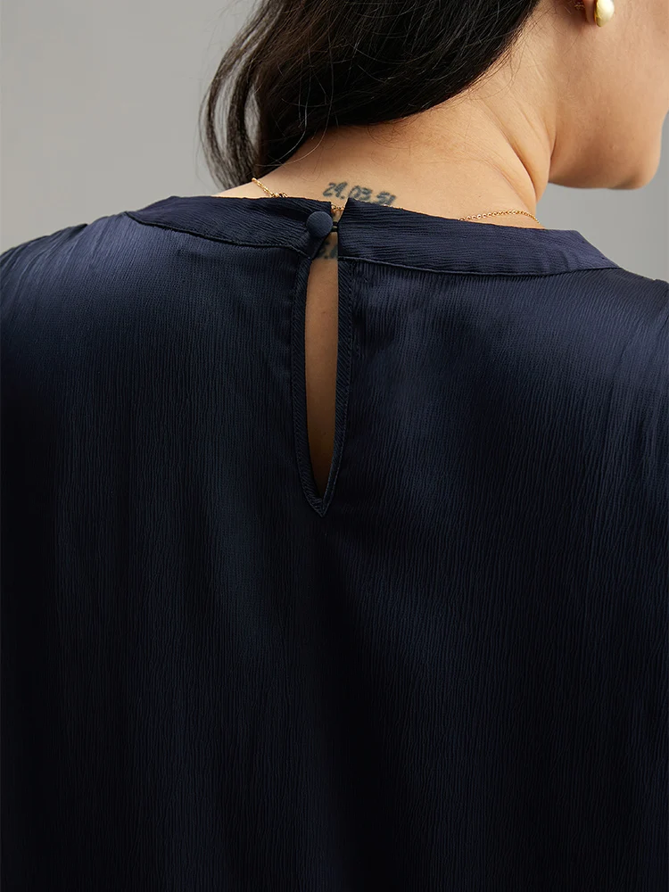 Static-Free Plain Gathered Blouse