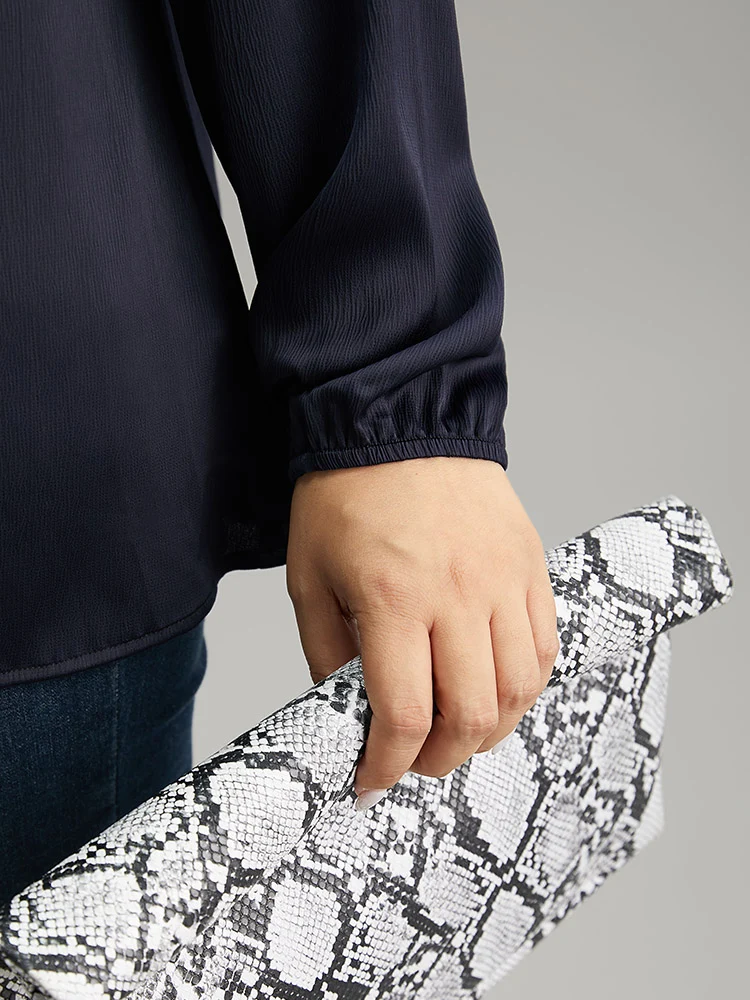 Static-Free Plain Gathered Blouse