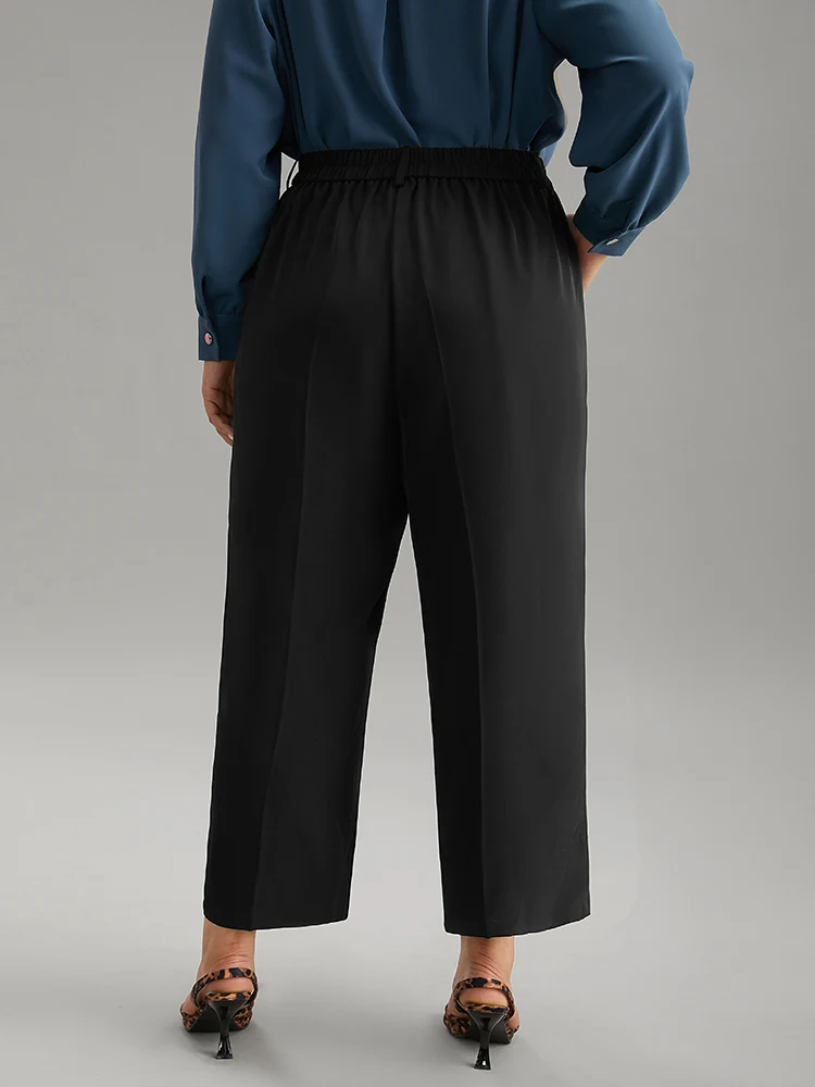Static-Free Solid Seam Detail Button Up Pants