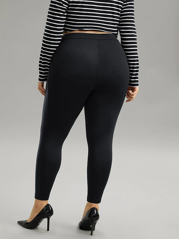 Patchwork Elastic Waist Skinny Leggings