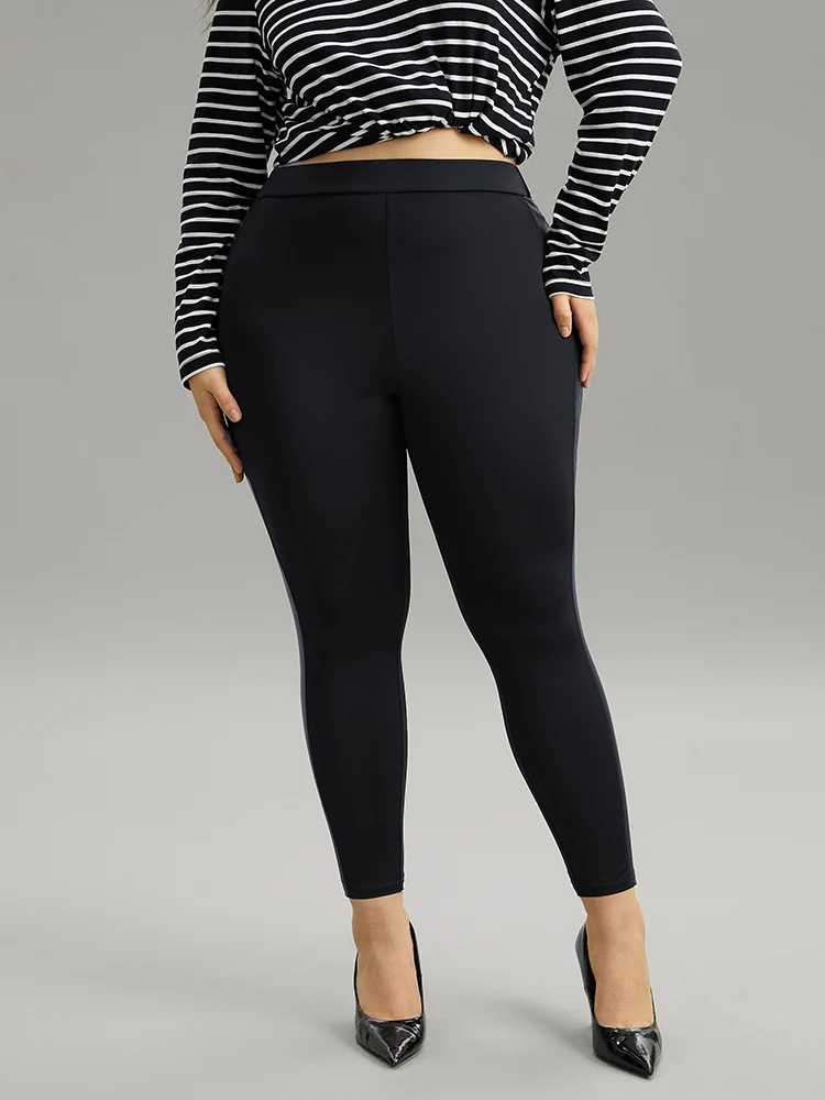 Patchwork Elastic Waist Skinny Leggings